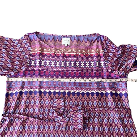 SOLD NWT Misa Los Angeles Violet Geometric Belted Twiggy Dress Size XL Reg. $345 - Picture 10 of 12